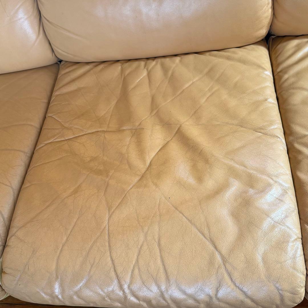 4人掛けレザーソファ キャメル