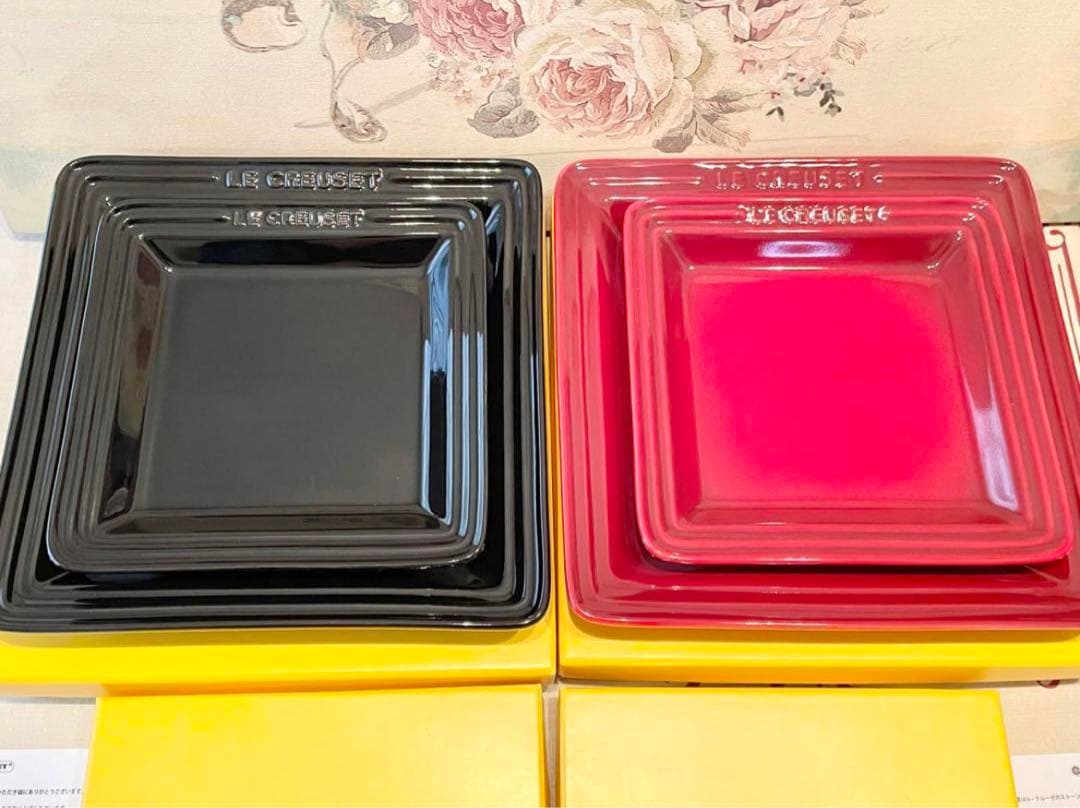 最終価格＊＊ドンブリ&プレート６点セット　ル・クルーゼ＊＊　赤・黒