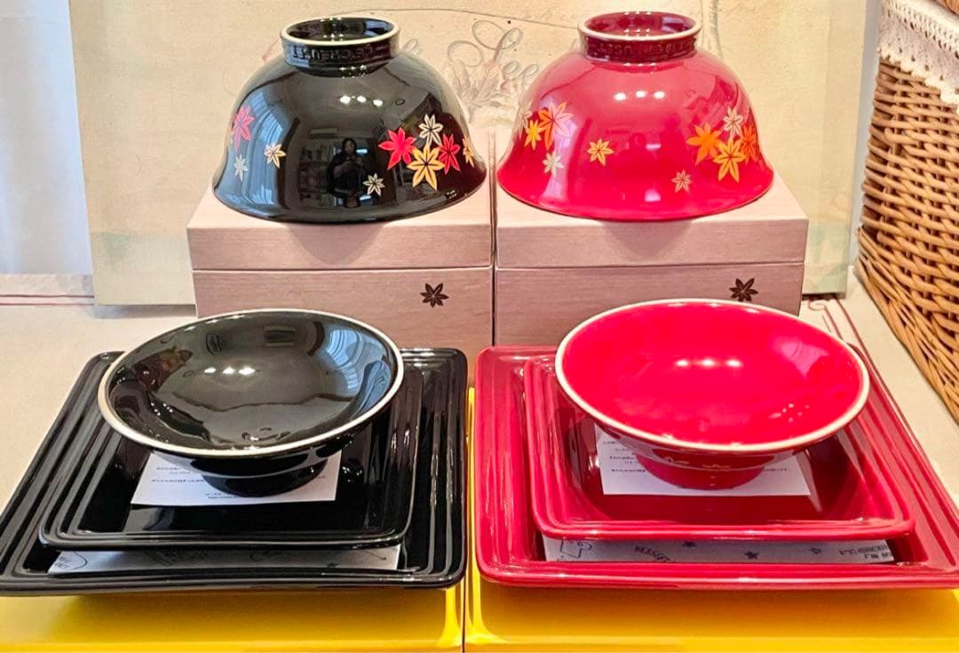 最終価格＊＊ドンブリ&プレート６点セット　ル・クルーゼ＊＊　赤・黒