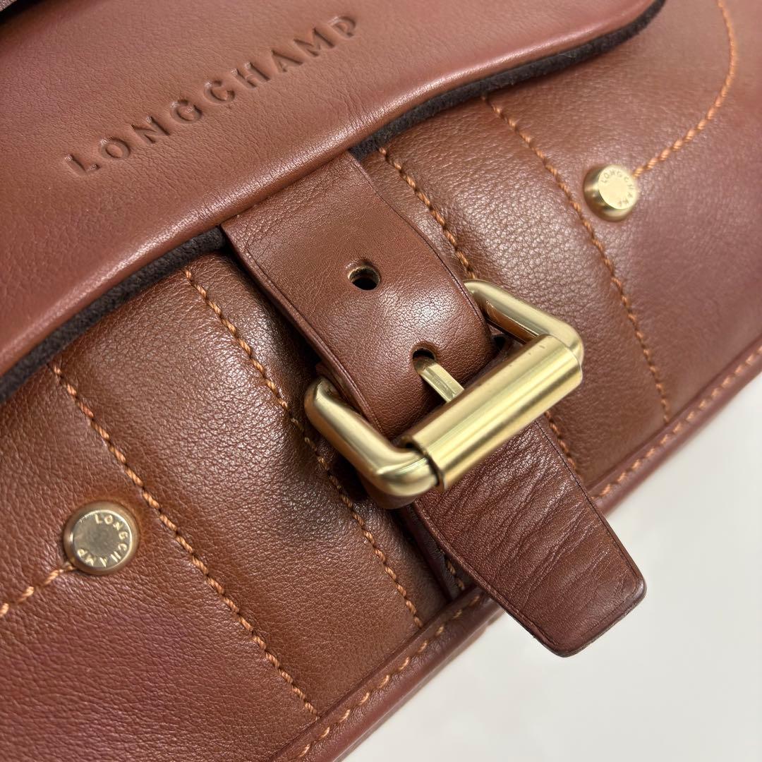 LONGCHAMP ロンシャン バルザンレザー トートバッグ ハンドバッグ 茶色