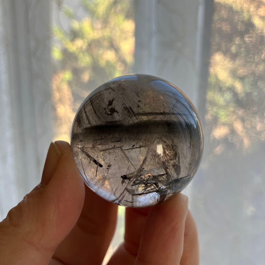 こつぶさま専用トルマリンインクォーツ　スフィア　天然石置物　E13