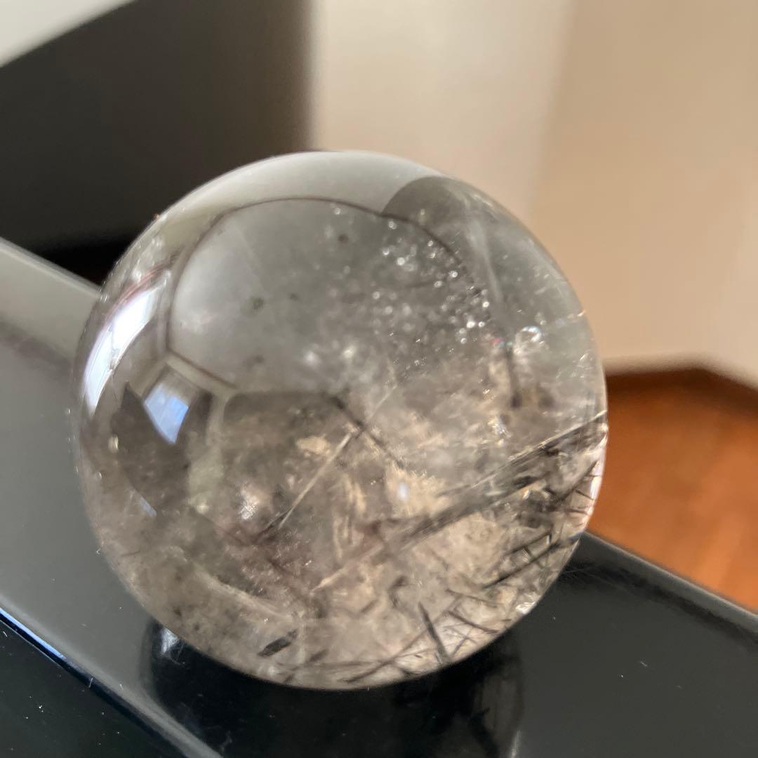 こつぶさま専用トルマリンインクォーツ　スフィア　天然石置物　E13