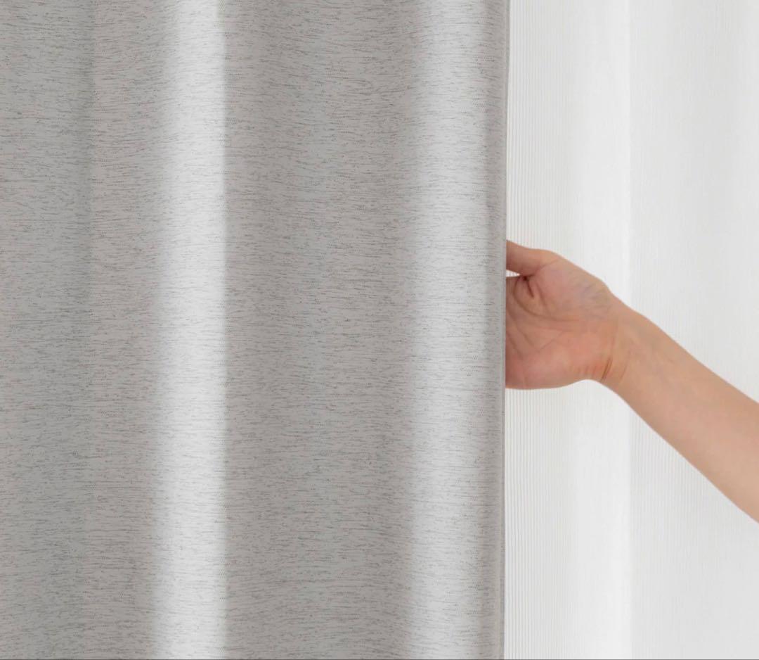 カナデモノ ヒートブロック 遮光 プリーツカーテン グレー