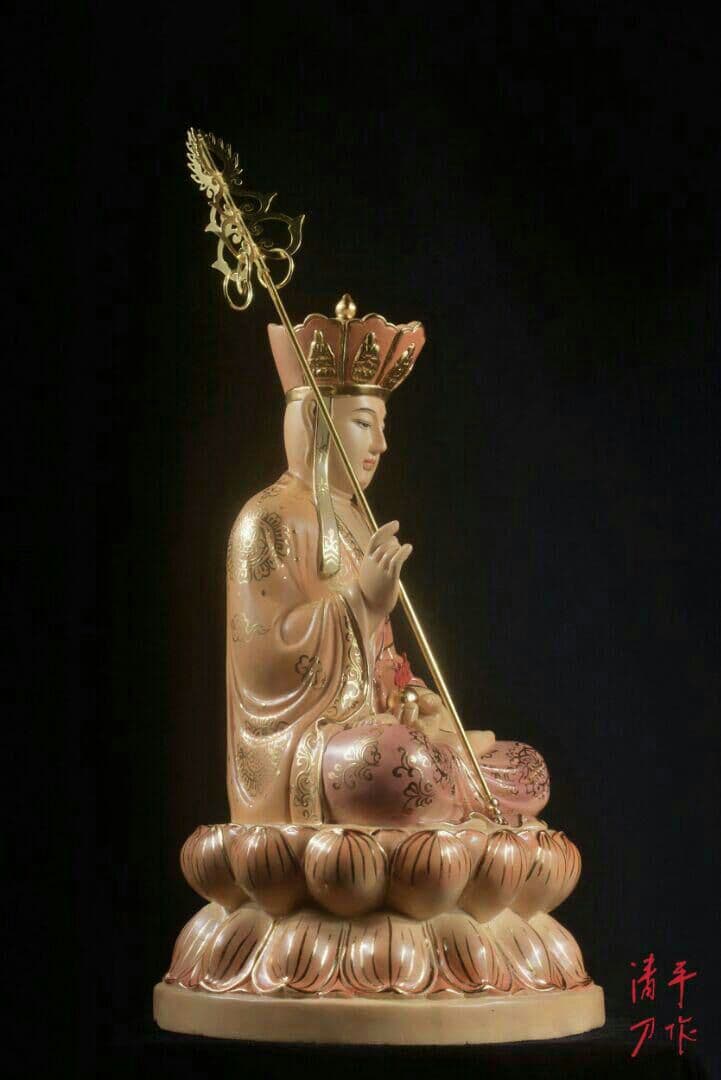 纯手作 精彫地蔵菩薩 坐像 阿智清刀木彫り 香樟彫刻 仏像 珍品 精彫2