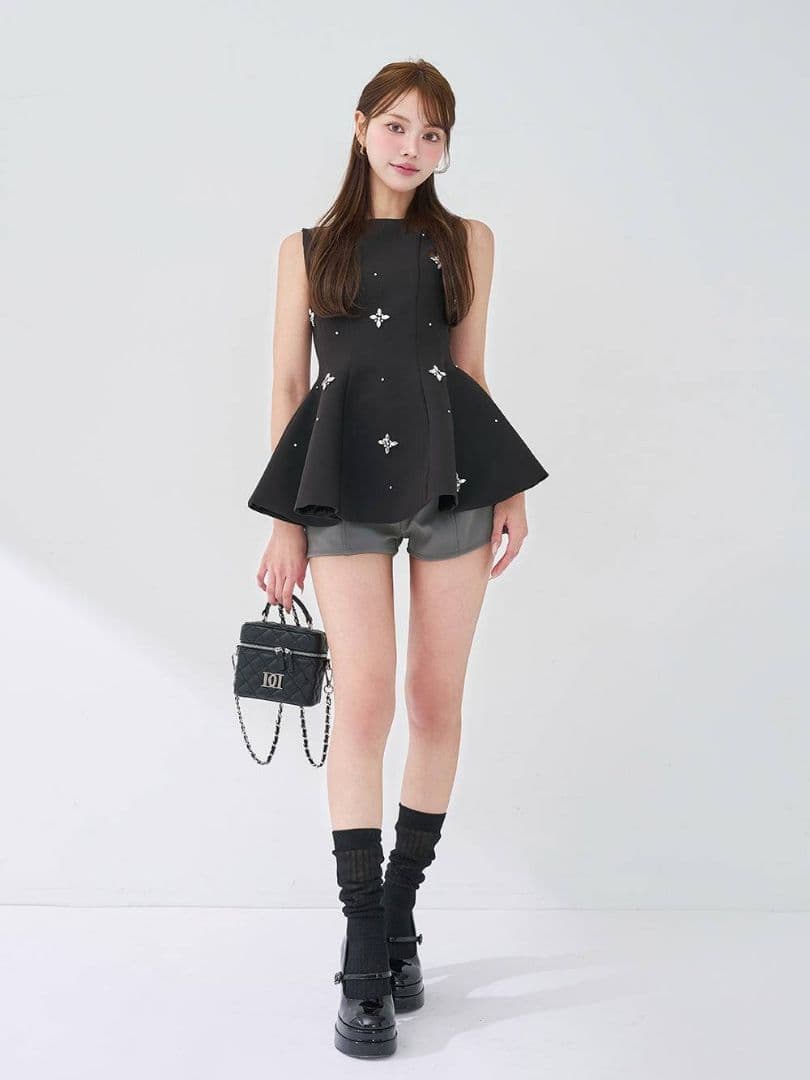 ダーリッチ ビジューフレアバルーンミニドレス 新品タグ付き フリー