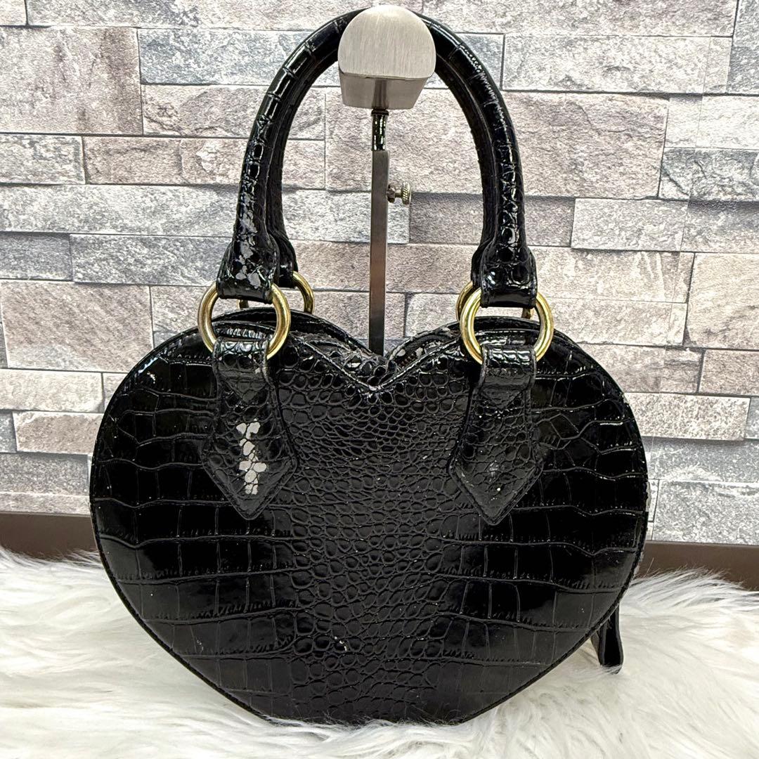 ゆ*こ様 ヴィヴィアンウエストウッド レザーハートハンドバッグ 金オーブロゴトー