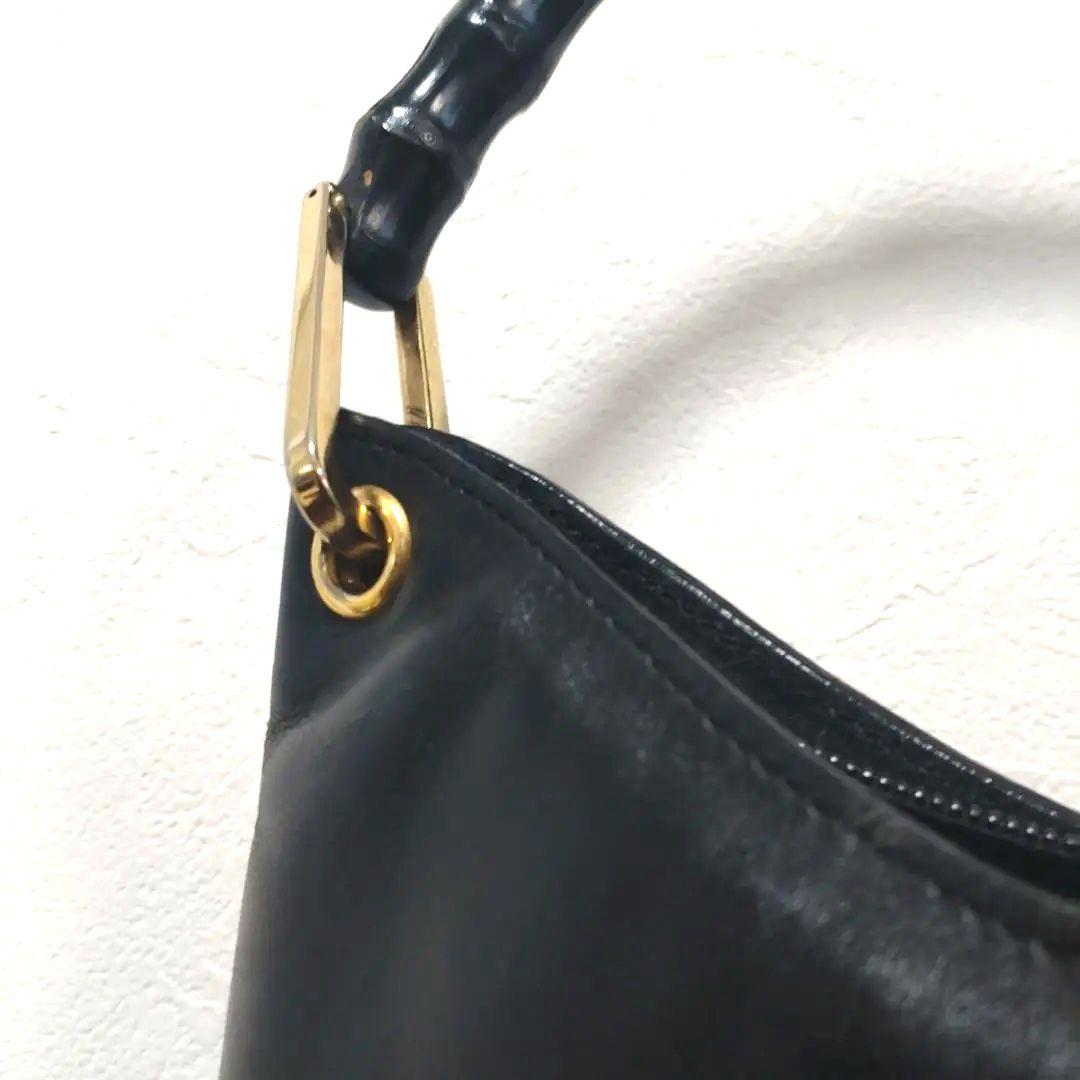 訳あり GUCCI グッチ バンブー ショルダーバッグ ハンドバッグ 黒