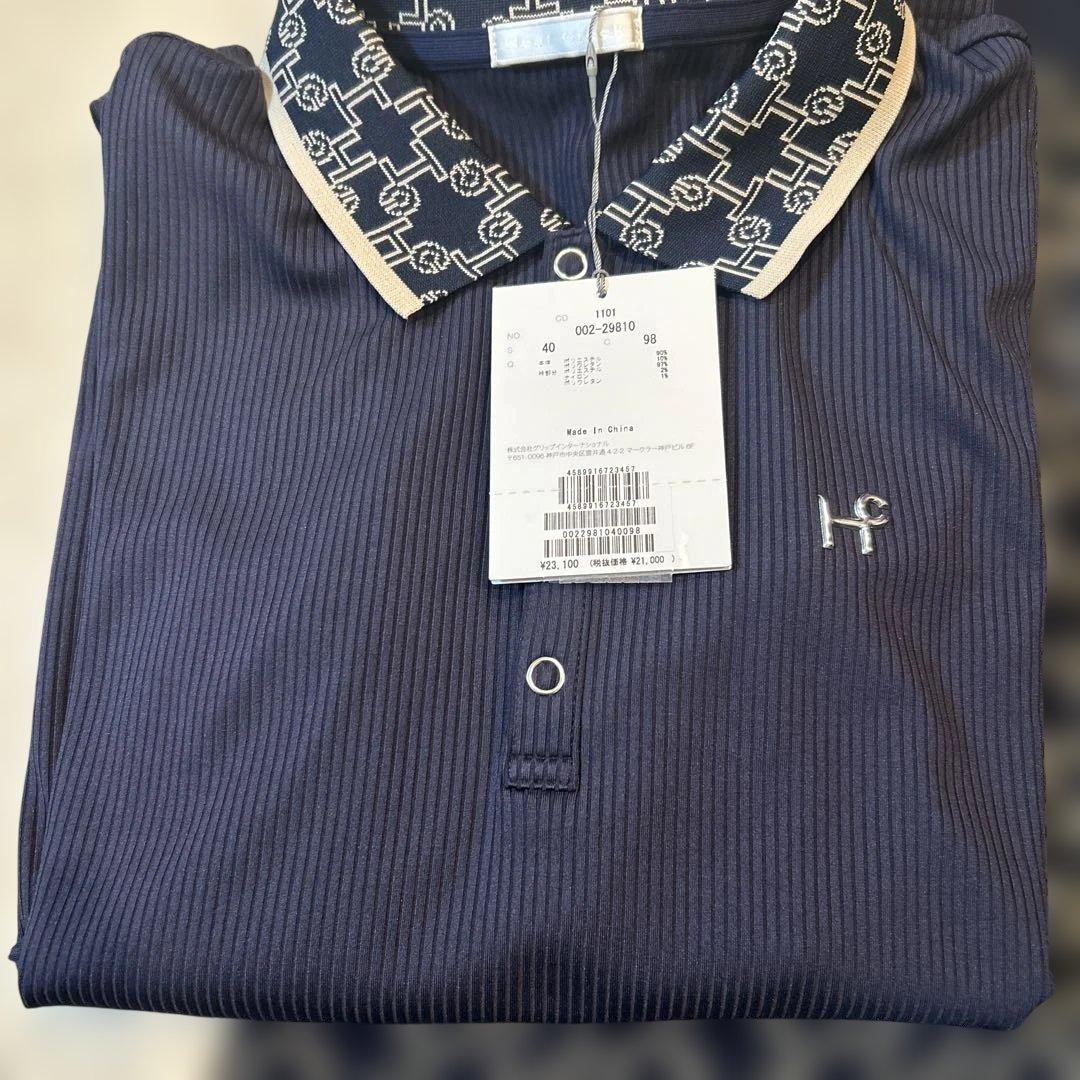 お値段変更ネイビー 幾何学模様 スカート 新品タグ付ゴルフウェアセットアップ