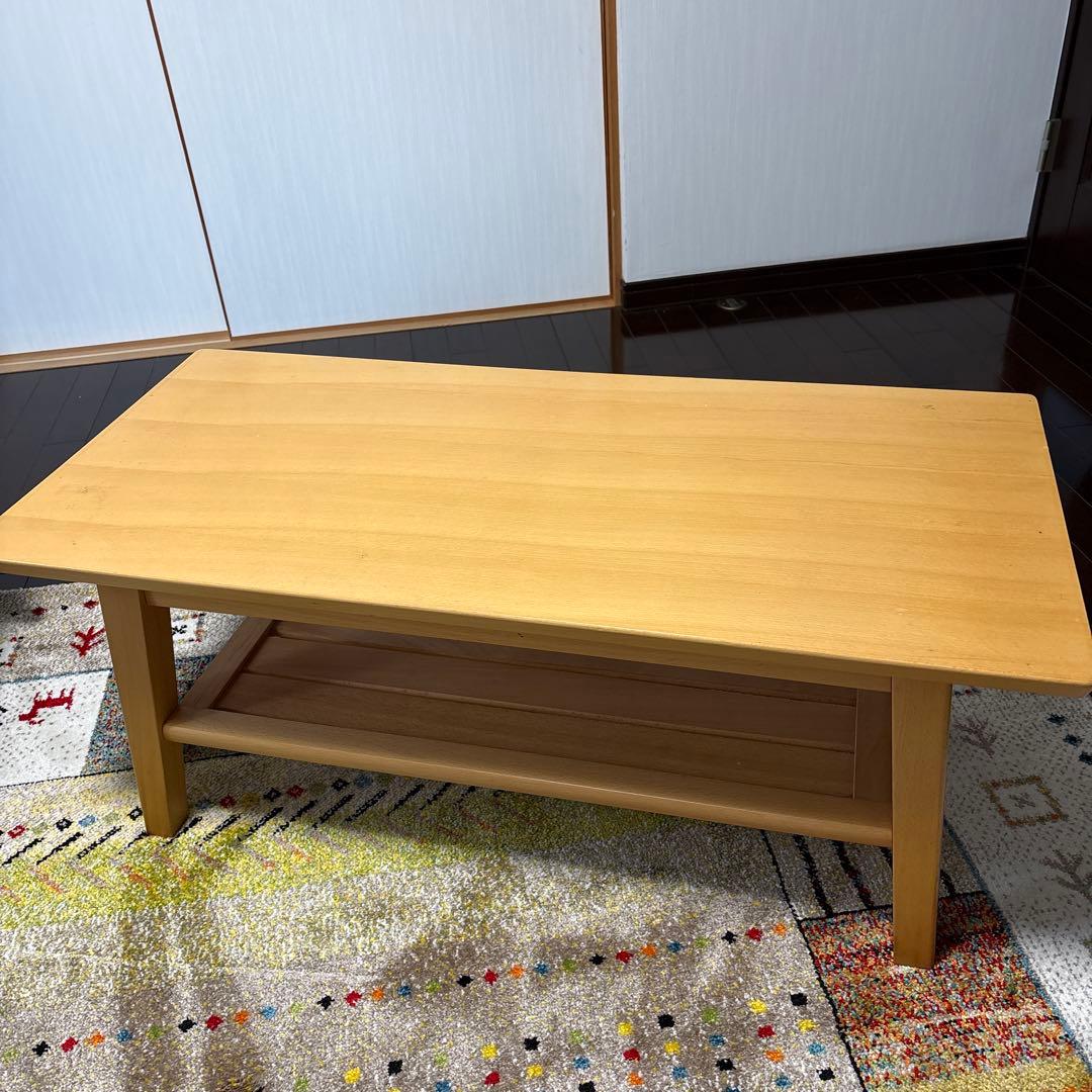 ナチュラルウッド センターテーブル 引き出し付き