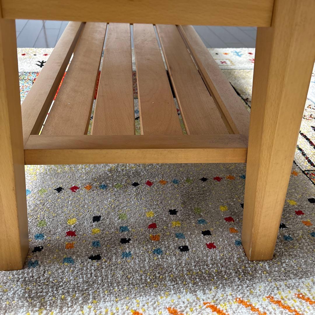 ナチュラルウッド センターテーブル 引き出し付き