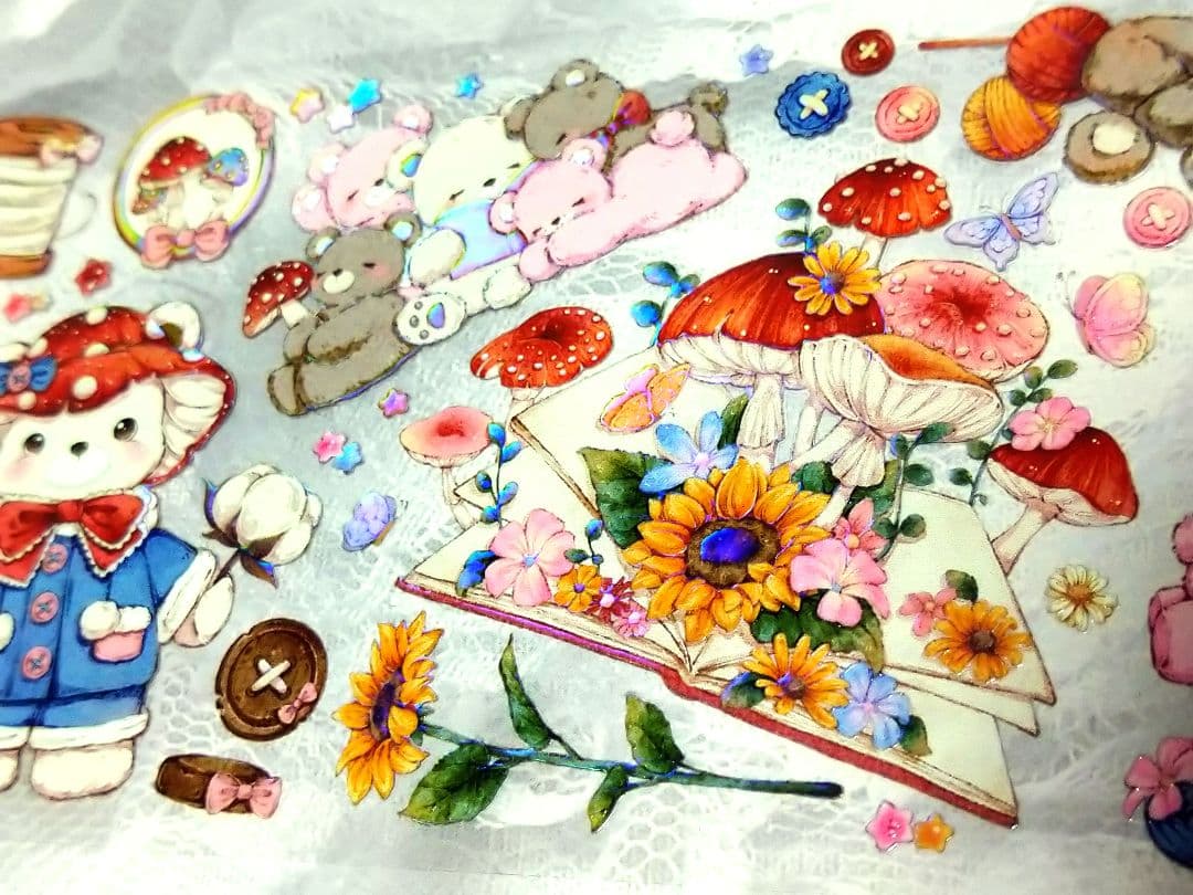 J703＃蘑菇织屋(虹光)浸月岛切り売り海外人物装飾マステ女の子