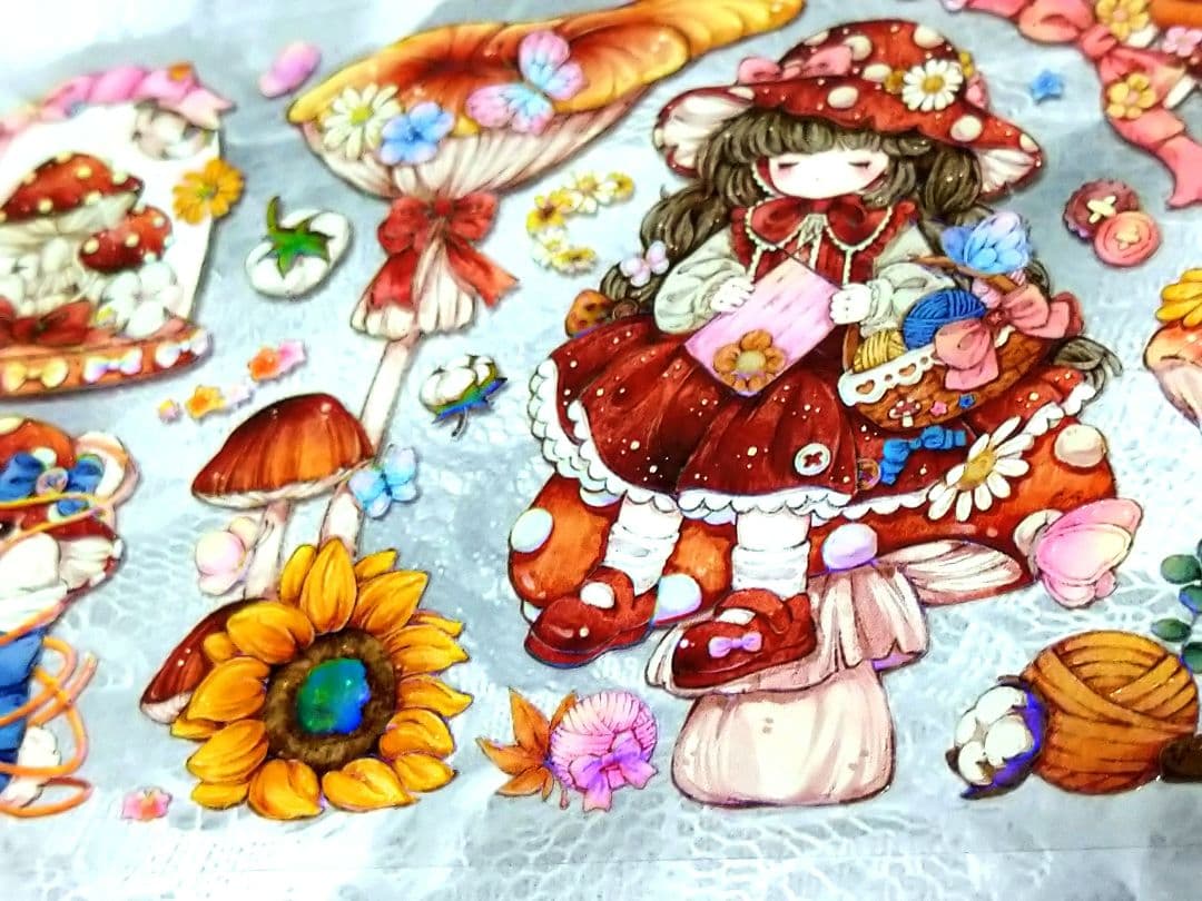 J703＃蘑菇织屋(虹光)浸月岛切り売り海外人物装飾マステ女の子