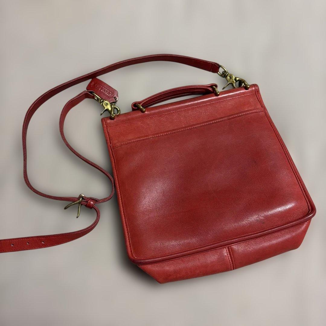 コーチ　レザー 赤 ショルダーバッグ