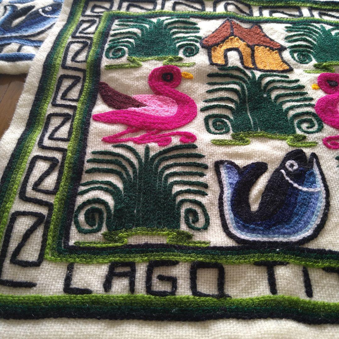 ペルー チチカカ湖 ウロス島 刺繍 クッションカバー 現地購入