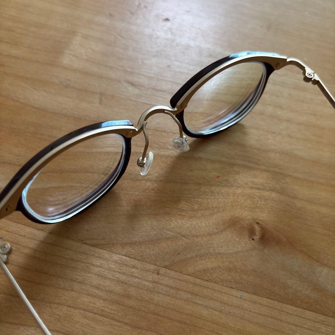 AKITTO bin3 ブラウン ラウンドメガネ 専用ケース付き