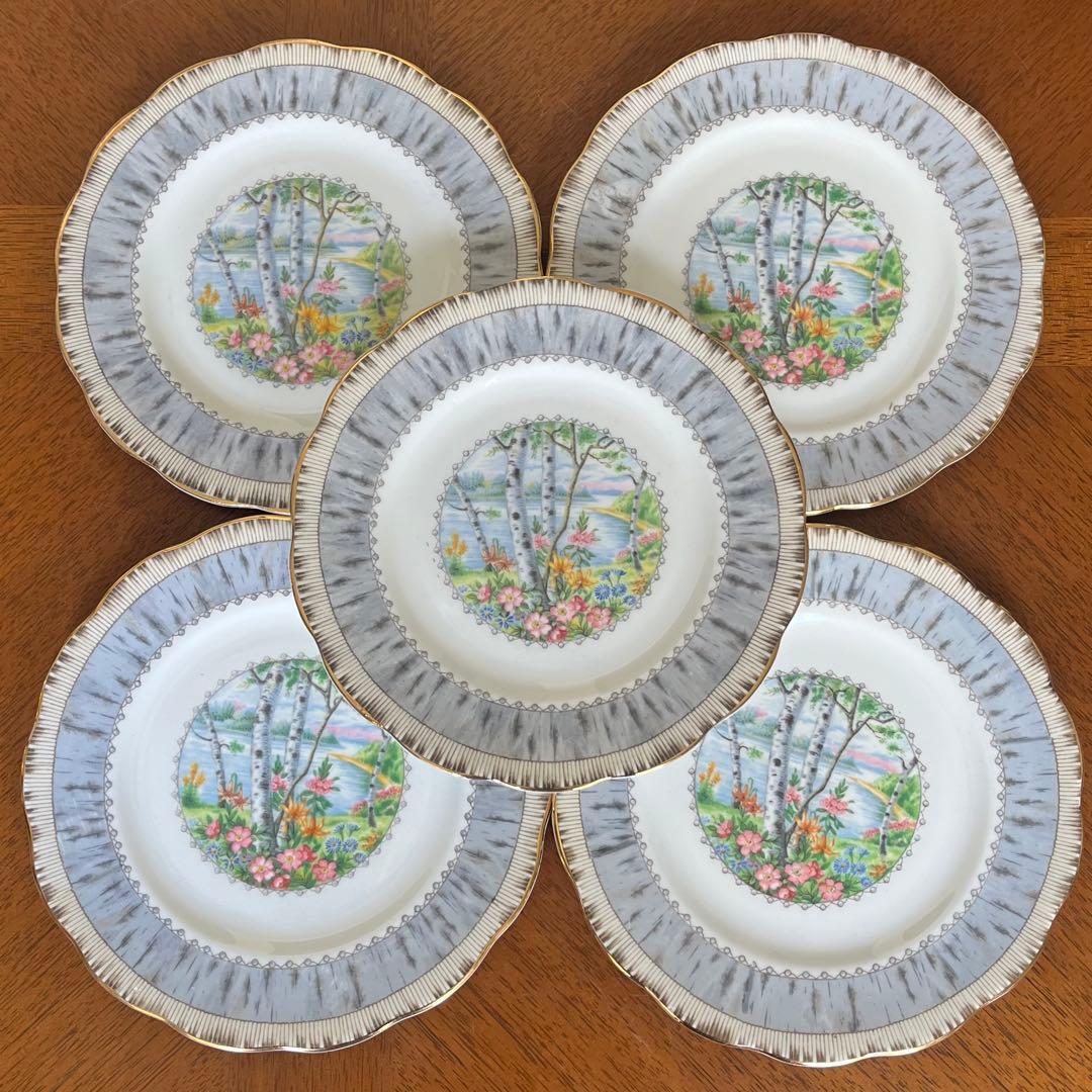 【レア美品】ロイヤルアルバート★シルバーバーチ★ケーキ皿　5枚