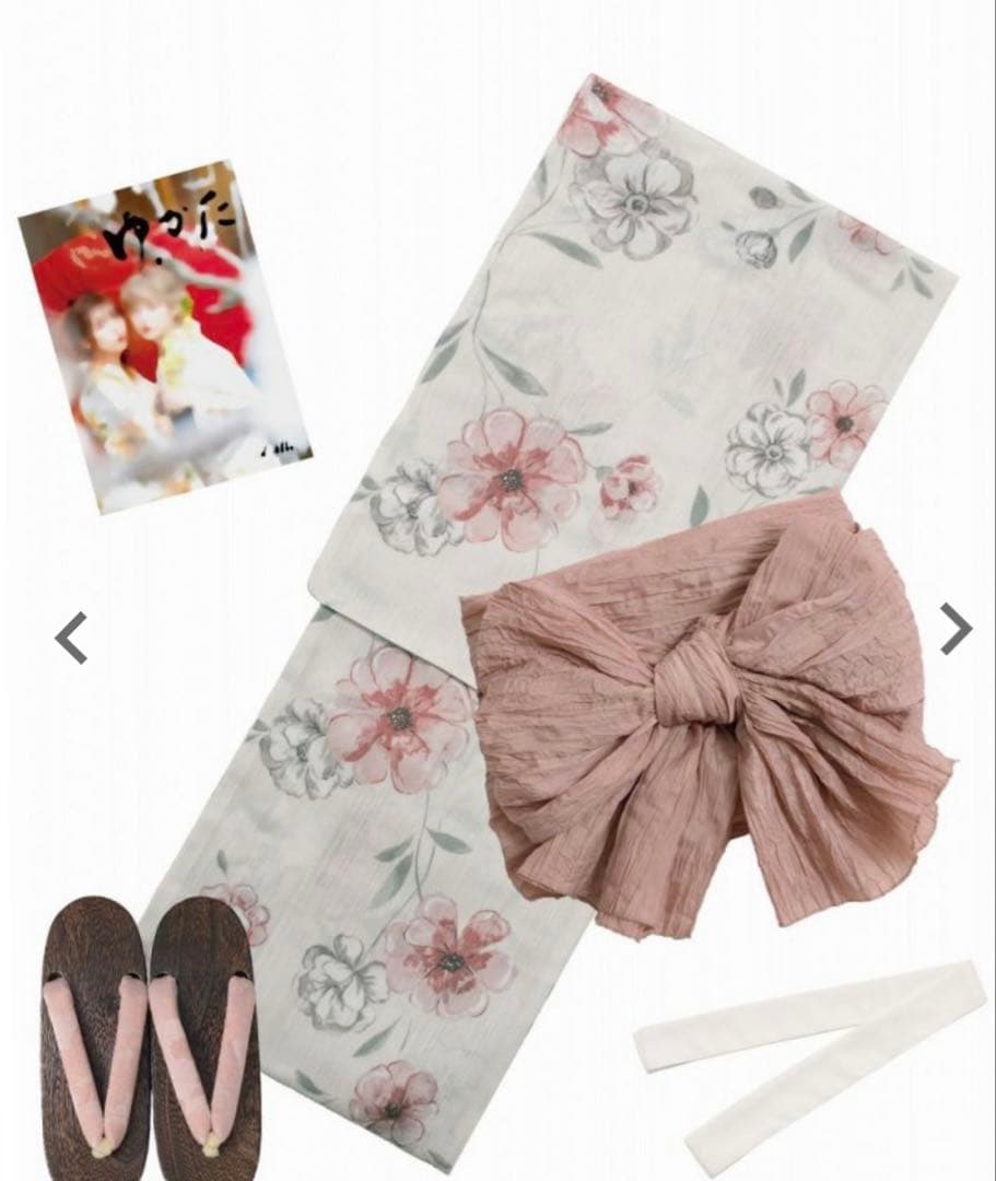 桜梅桃李 dita 浴衣5点セット/帯留め/髪飾り