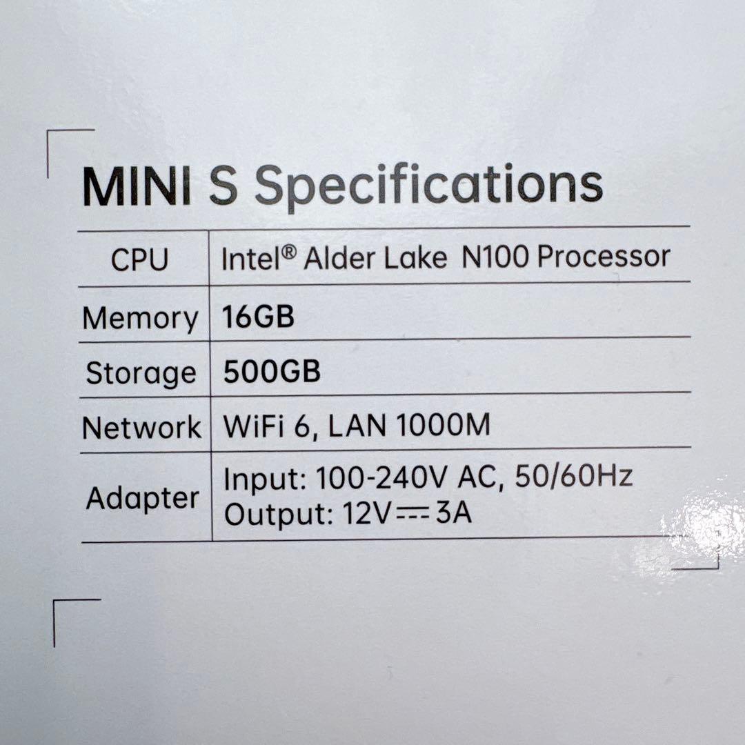 ミニPC Beelink S12Pro N100 512GB SSD 16G