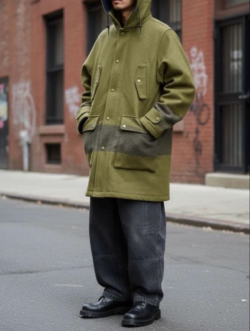 美品 エルエルビーン シグネチャー メルトン ウール モッズコート 筆記体タグ