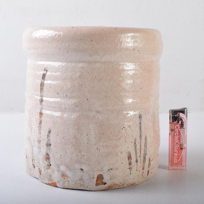 茶道具　山崎道正作　絵志野　水指　裏千家十五代鵬雲斎極め箱　M　R8732B