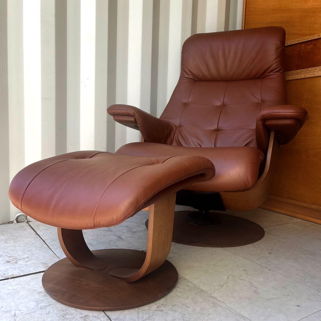 取付無料！カリモク ザ・ファースト RU72本革リクライニングチェア・オットマン