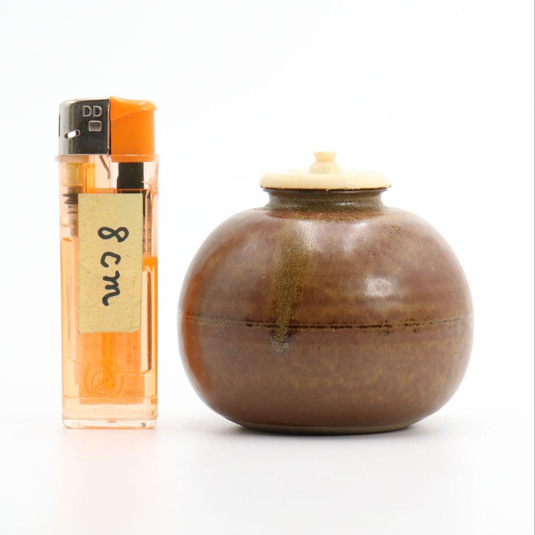 鬼丸碧山作 高取茶入 文琳 金春手金襴 万屋町緞子 茶道具 共箱　M318