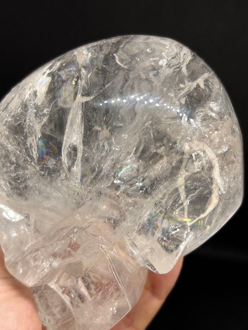高品質✨水晶スカル　虹入り　骸骨　置物