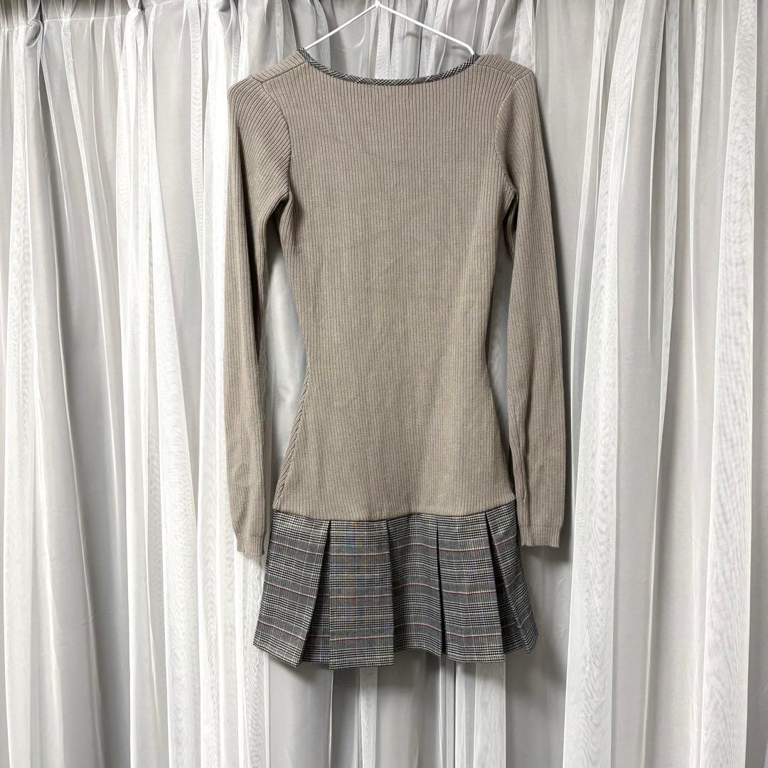 【Darich】ポイントチェックニットミニワンピース GRY