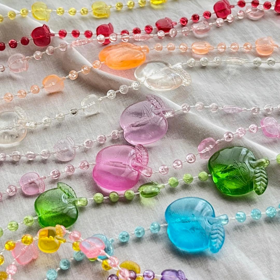 c234 ビーズのれん ビーズカーテン りんご レトロ インテリア ディスプレイ