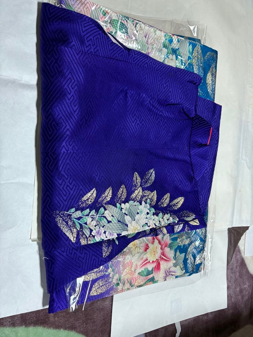 七五三 着物セット 紫色 花柄　7歳　女の子　フルセット