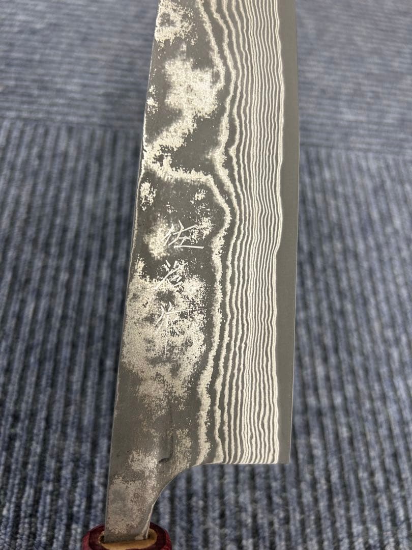 佐治作 VG10 ダマスカス鋼 三徳包丁 180mm 黒仕上げ 寿檀八角柄