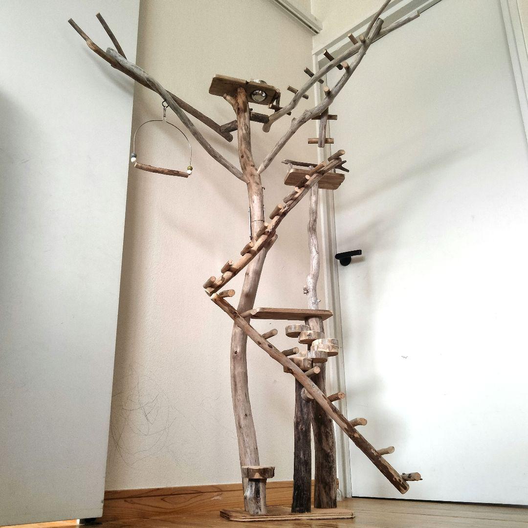 バードアスレチックジム大型 ㊺ 天然木 自然木 流木 インコ おもちゃ