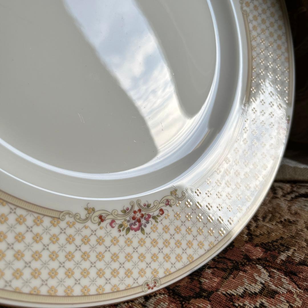 英国製 黒壺  Turnberry 淡い格子模様❁ディナー大皿