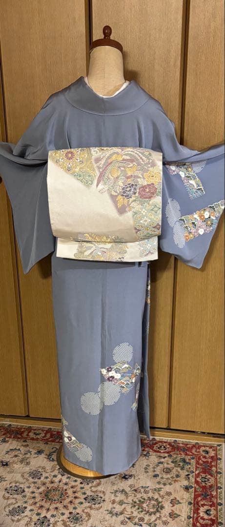 美しい日本の着物【京林】京屋林蔵 友禅と手刺繍　逸品訪問着　4点セット