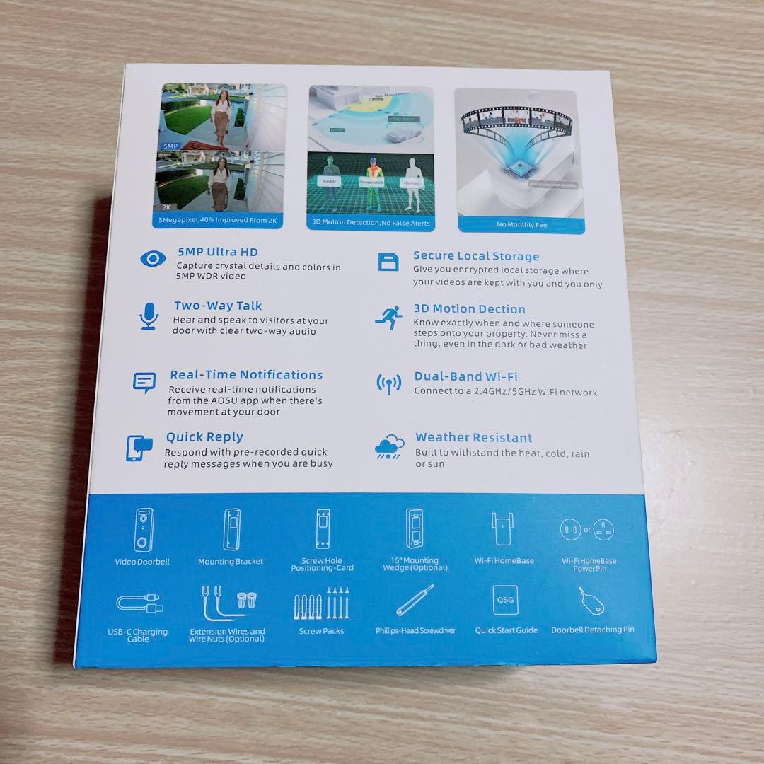 ❇️送料無料❇️ AOSU 5MP画質 インターホン ワイヤレス ドアベル