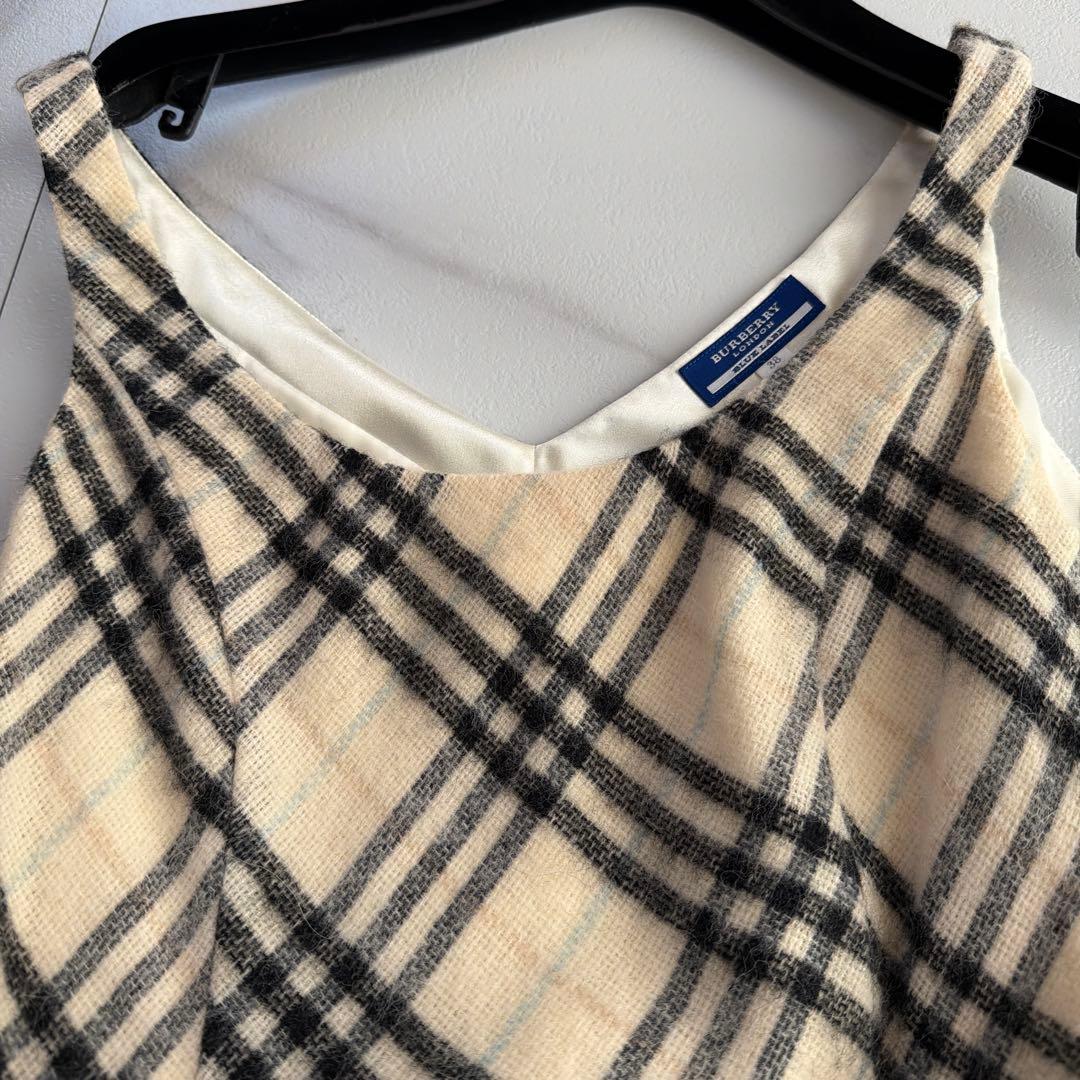BURBERRY BLUE LABEL チェック ベロア リボン ワンピース