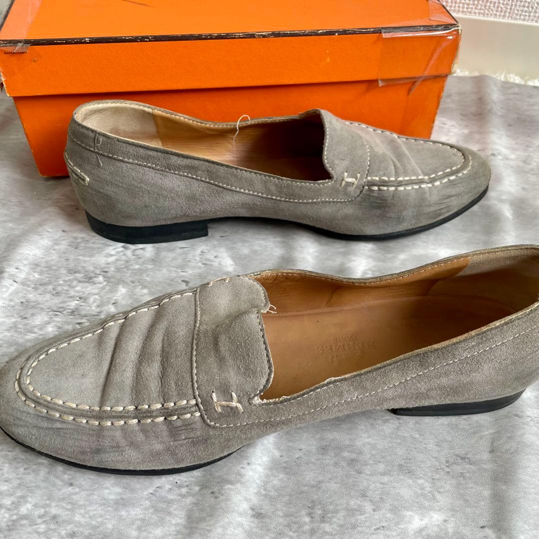 箱あり エルメス ローファー モカシン スエード コンスタンス 40 24.5㎝