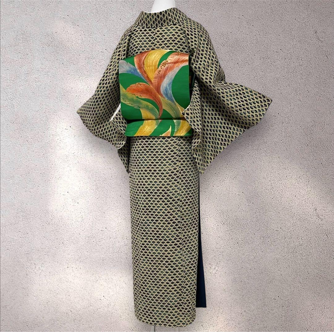 k264 正絹ちりめん 江戸小紋 フルセット 身丈157.5裄丈66