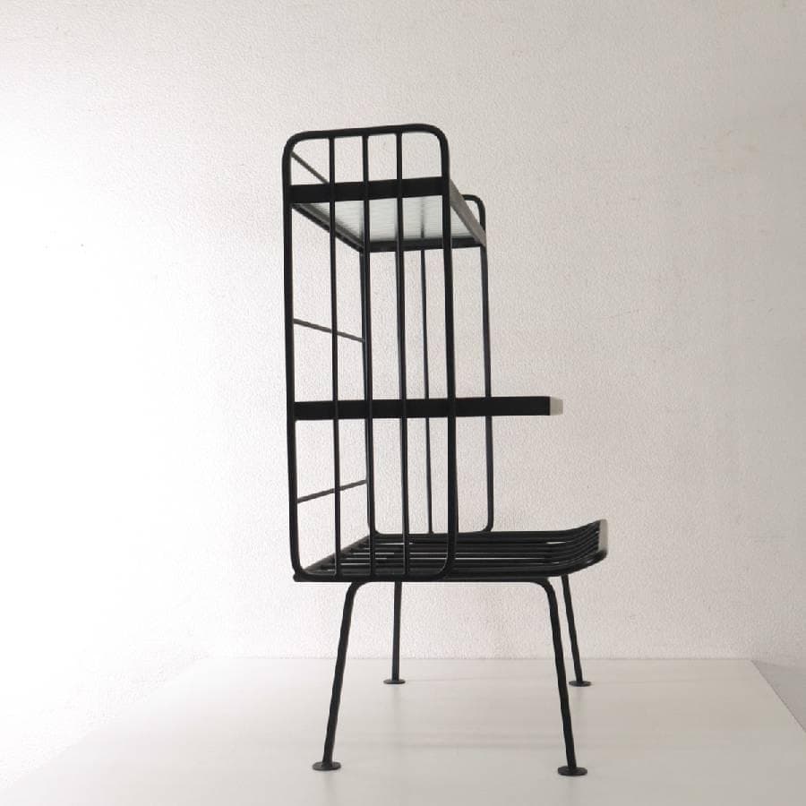 値下ウニコ ステラ スモールガラスシェルフ ガラスxアイアン レトロ風ガラス