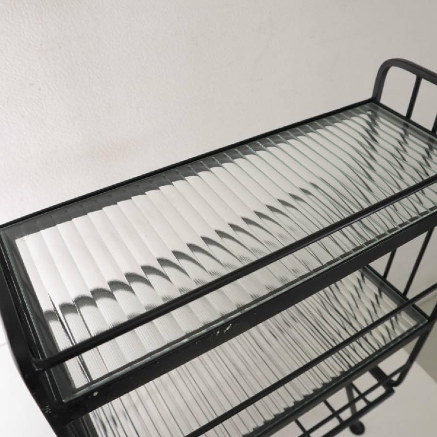 値下ウニコ ステラ スモールガラスシェルフ ガラスxアイアン レトロ風ガラス