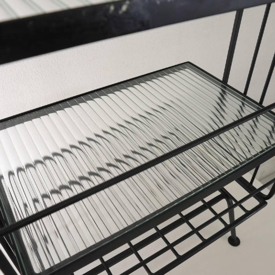 値下ウニコ ステラ スモールガラスシェルフ ガラスxアイアン レトロ風ガラス