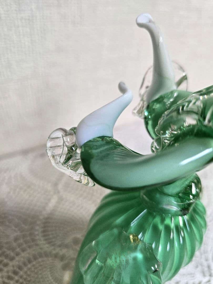 ベネチアングラス 人形 Murano グリーン