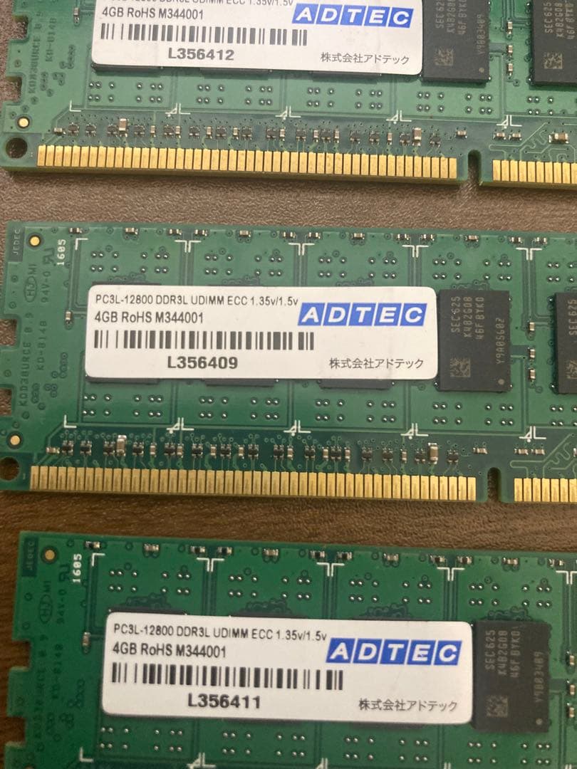 ADTEC 4GB DDR3L ECCメモリ M344001×4
