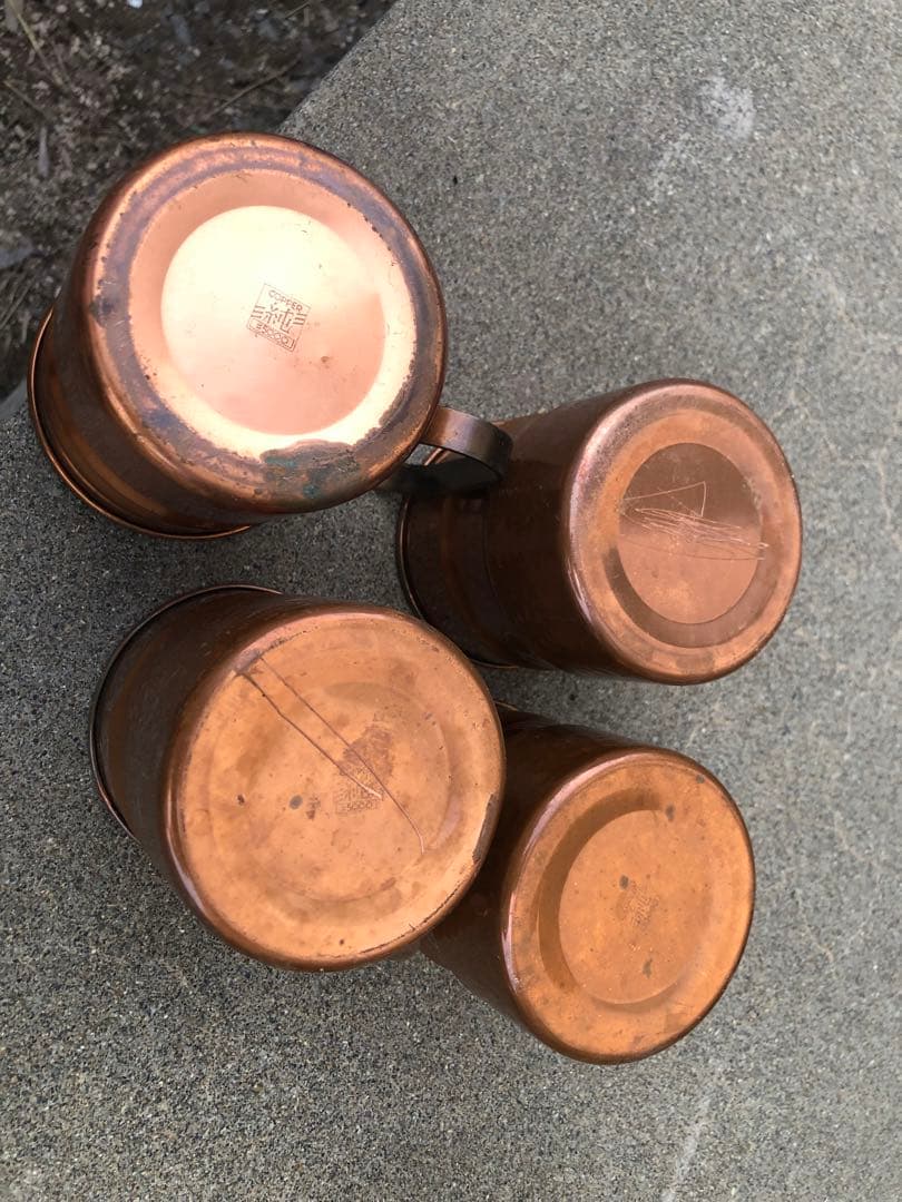 銅製マグカップと鍋のセットキャンプ用