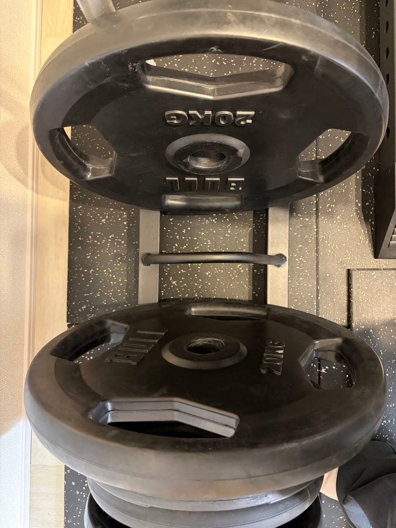 【直接引渡可】BULLオリンピックバーベルプレート20kg x 2ラバープレート