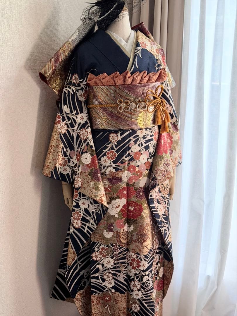 美しい振袖　フルセット　青い