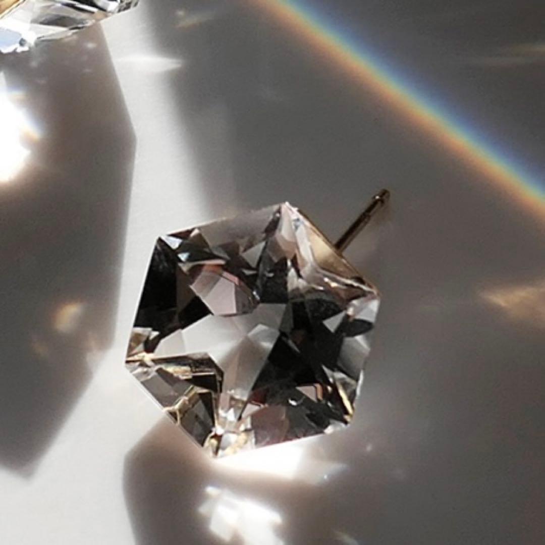 simmon 六角形クリスタルピアス(片耳用)