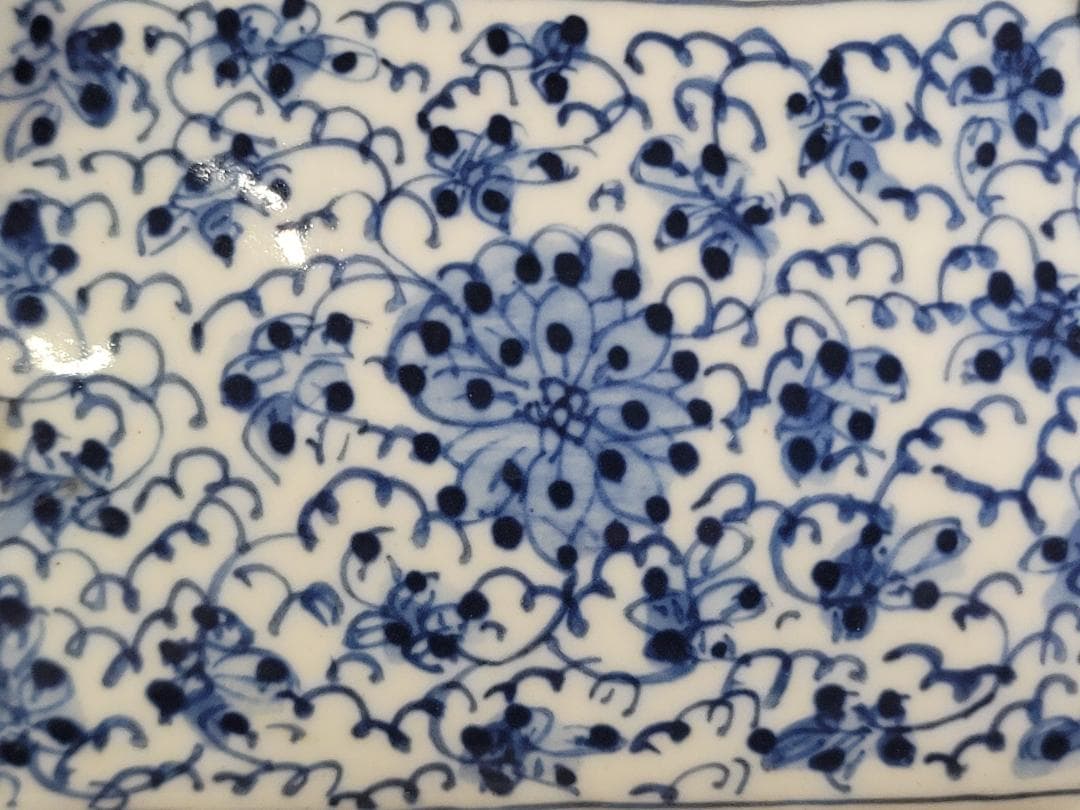 中国 染付 四方蝦蟇 筆洗 DT745