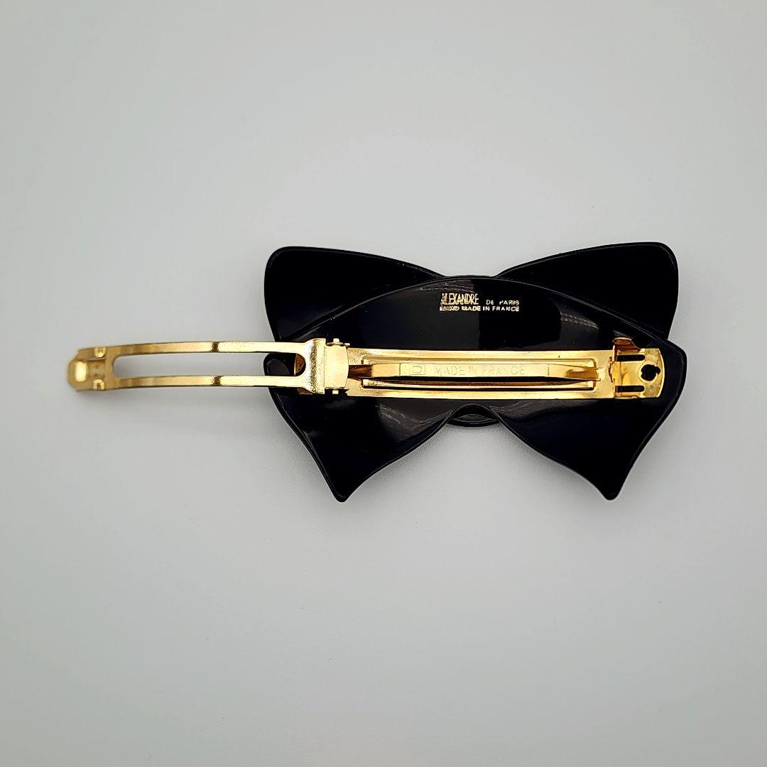 ★ALEXANDRE DE PARIS★ バレッタ リボン ストーン ブラック