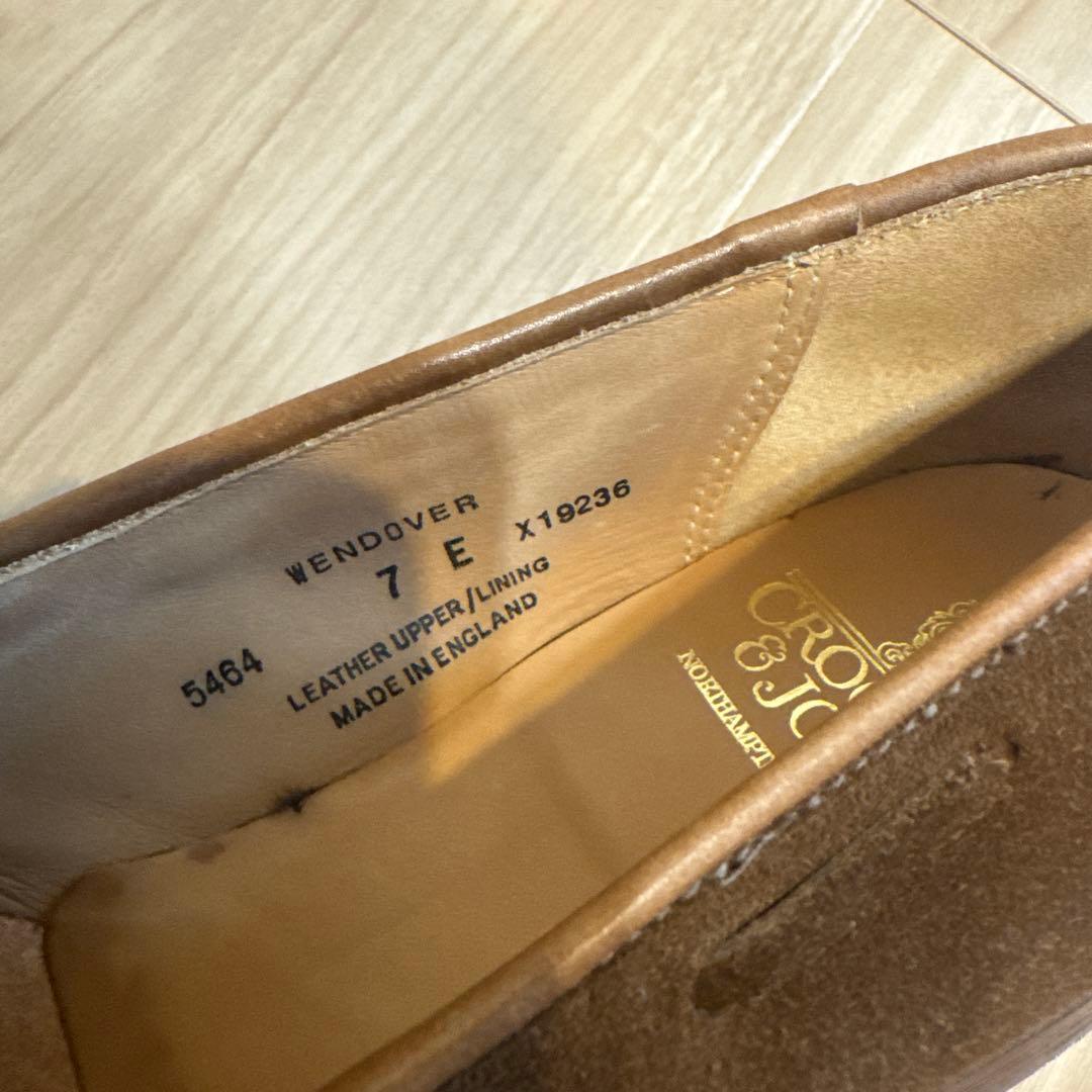 クロケットジョーンズ ブラウン スエード リボンローファー 7E